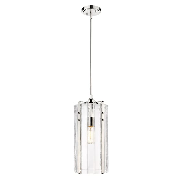Z-Lite Alverton 1 Light Pendant, Polished Nickel & Clear 3036P8-PN - main